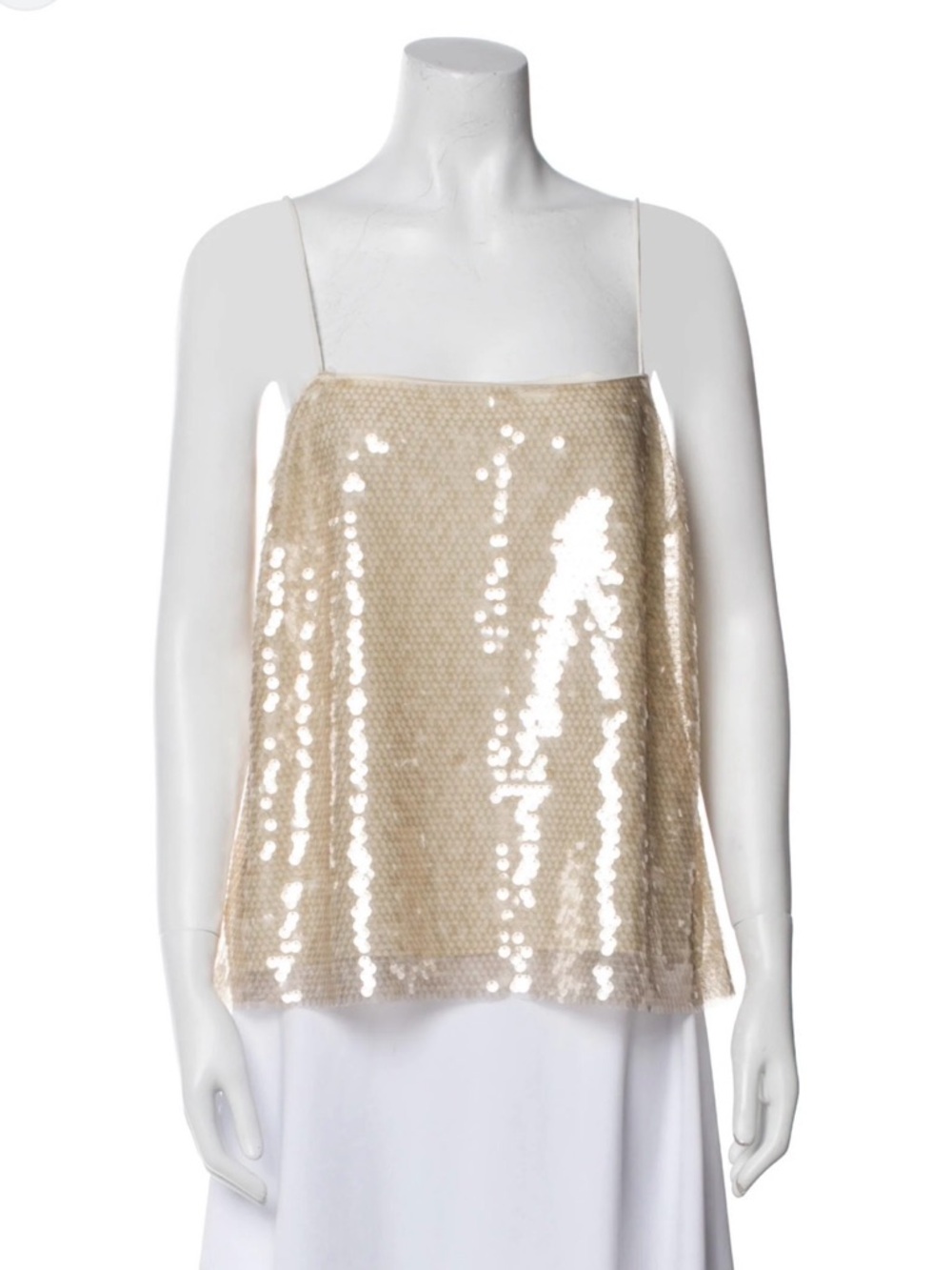 NWT Tanya Taylor Athena Top Champagne Sequin Spaghetti-Strap Party Glam Cami SZ4